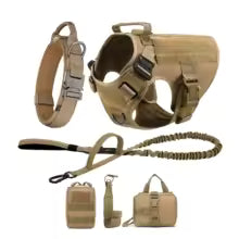Tactical Dog Harness Collar Leash Molle Pouches For Medium Large Dogs Pet German Shepherd Training Walking Vest Dog Harnesses