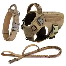 Dog Harness for Large Dogs Collar Leash Molle Pouch Military Harnesses French Bulldog Pet Tactical Training Vest Dog Accessories