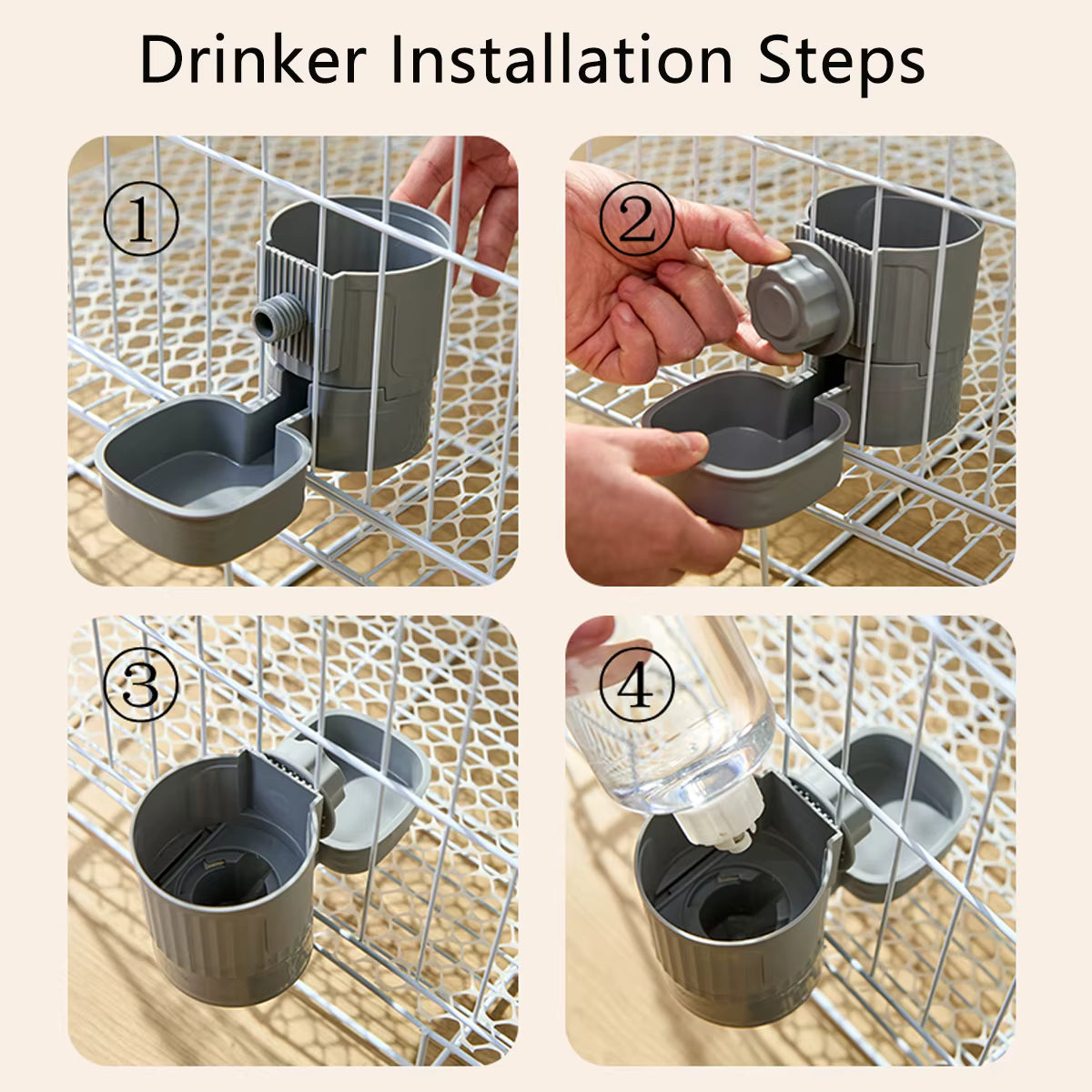Automatic Pet Feeder Waterer Dog Cat Hanging Cage Bowl,Suitable for Small Puppy Cat Rabbit Food Container Dispenser Bowl