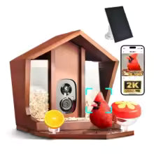 Smart Bird Feeder with Camera Solar Powered, 2K HD AI Identifies 10000+ Birds Auto Capture，Real Time Video 140° Live Stream