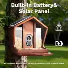 Smart Bird Feeder with Camera Solar Powered, 2K HD AI Identifies 10000+ Birds Auto Capture，Real Time Video 140° Live Stream