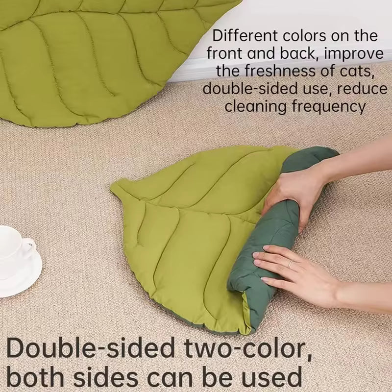 Cat Bed Mats Soft Cotton Leaf Shaped Kitten Cat Puppy Dog Bed Mat Sleep Blanket Home Pets Double Sided Pad Floor Rugs Washable