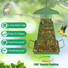 "Seed-Saving" Heavy-Duty Outdoor Bird Feeder - Squirrel Proof, Metal Mesh Design For Cardinals & Wild Birds, Perfect For Garden
