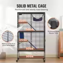SucceBuy 64.6" Rolling Metal Ferret Cage Large 4-Tier Critter Nation Cage Small Animal Cage for Pet Rats Hamster Guinea