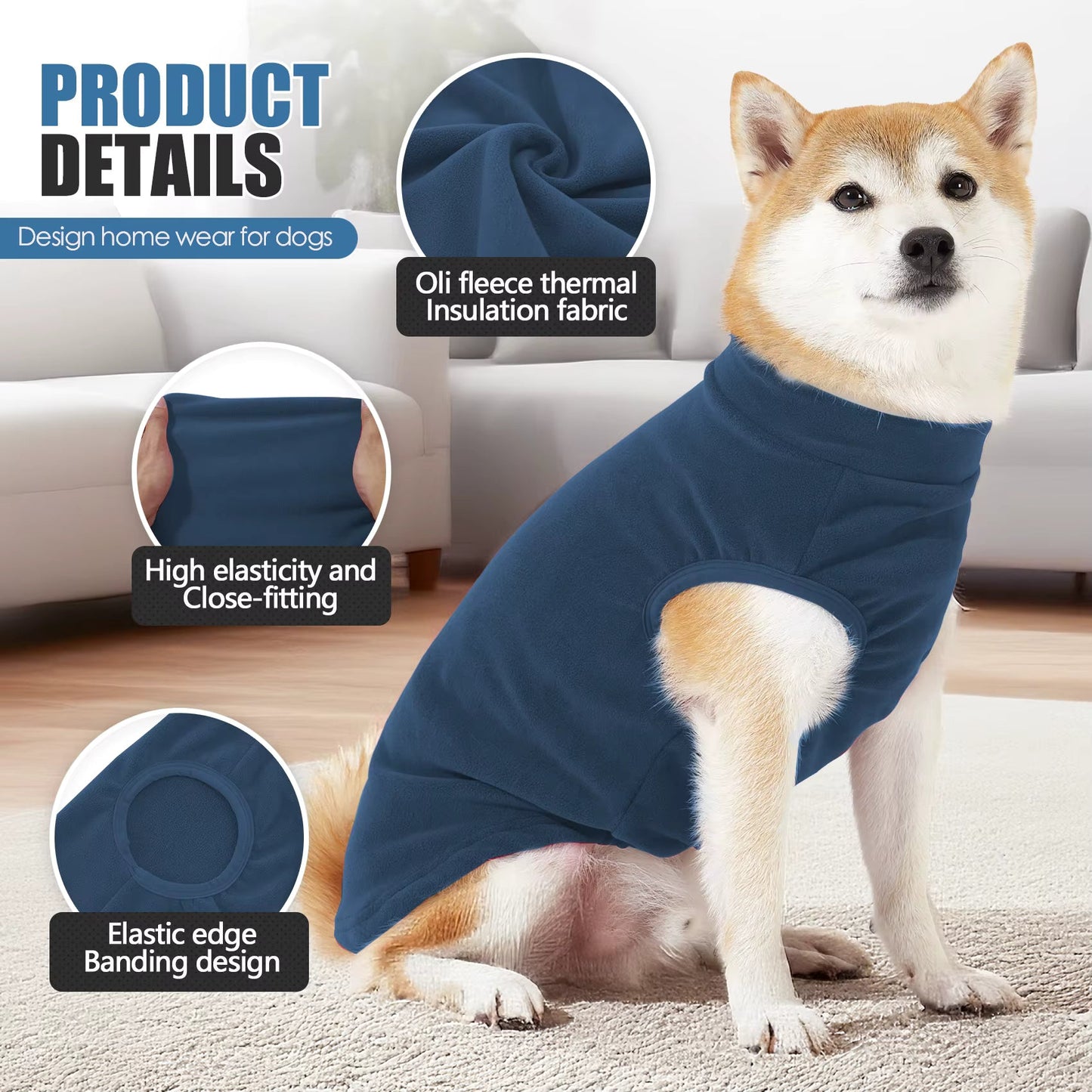 Fleece Dog Sweater,Stretchy Pullover Soft Dog Jacket,Lightweight Sweatshirt Pet Clothes Coats for Small Medium Large Dogs