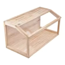 SucceBuy Wooden Hamster Cage 270° Viewing Hamster Habitat Hamster Cage with Openable Top Ventilated Animal Cage for Gerbils Mice