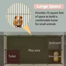 DIY Waterproof Small Animal Cage with Door, 16 Panels Pet Playpen for Bunny Hedgehog Indoor Outdoor