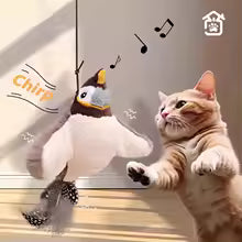 Indoor Interactive Birds Toy for Cat Chasing Teasing Toy Sounding Catnip Cat Teaser Toy Self-hilarity Wall Hanging Birds Cat Toy