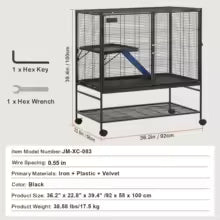 SucceBuy 64.6" Rolling Metal Ferret Cage Large 4-Tier Critter Nation Cage Small Animal Cage for Pet Rats Hamster Guinea