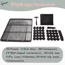 DIY Waterproof Small Animal Cage with Door, 16 Panels Pet Playpen for Bunny Hedgehog Indoor Outdoor