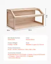 SucceBuy Wooden Hamster Cage 270° Viewing Hamster Habitat Hamster Cage with Openable Top Ventilated Animal Cage for Gerbils Mice