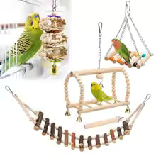 8PCS Chewing Standing Hanging Hammock Climbing Ladder Bird Cage Toys for Budgerigar, Parakeet and Other Small to Medium Birds