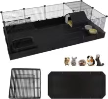 DIY Waterproof Small Animal Cage with Door, 16 Panels Pet Playpen for Bunny Hedgehog Indoor Outdoor