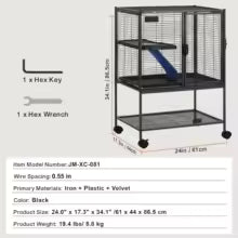SucceBuy 64.6" Rolling Metal Ferret Cage Large 4-Tier Critter Nation Cage Small Animal Cage for Pet Rats Hamster Guinea