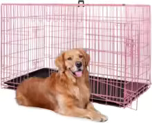 BestPet | Dog Crate | 48" | Black | Foldable Metal Kennel with Double Doors, Secure Slide-Bolt Latches, Leakproof Tray |