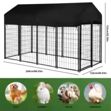 Outdoor Secure Wire Crate Kennel Steel Material Heavy Duty Welded Wire Steel Dog Playpen Fence with Door for Small/Medium Dogs