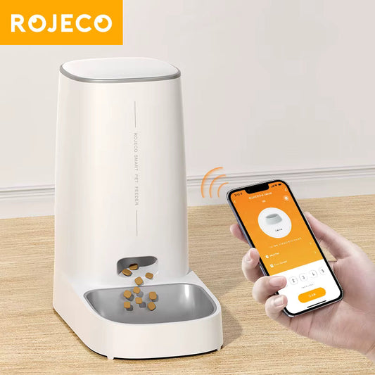 ROJECO Automatic Cat Feeder Pet Smart WiFi Cat Food Kibble Dispenser Remote Control Auto Feeder For Cat Dog Dry Food Accessories