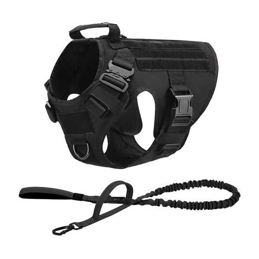 Tactical Dog Harness Collar Leash Molle Pouches For Medium Large Dogs Pet German Shepherd Training Walking Vest Dog Harnesses
