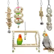 8PCS Chewing Standing Hanging Hammock Climbing Ladder Bird Cage Toys for Budgerigar, Parakeet and Other Small to Medium Birds