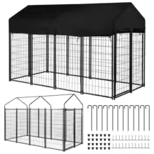 Outdoor Secure Wire Crate Kennel Steel Material Heavy Duty Welded Wire Steel Dog Playpen Fence with Door for Small/Medium Dogs