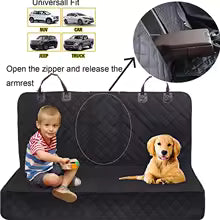 Dog car seat pad for cars trucks SUVs and other vehicles - universal pet rear seat pad for pets