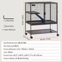 SucceBuy 64.6" Rolling Metal Ferret Cage Large 4-Tier Critter Nation Cage Small Animal Cage for Pet Rats Hamster Guinea