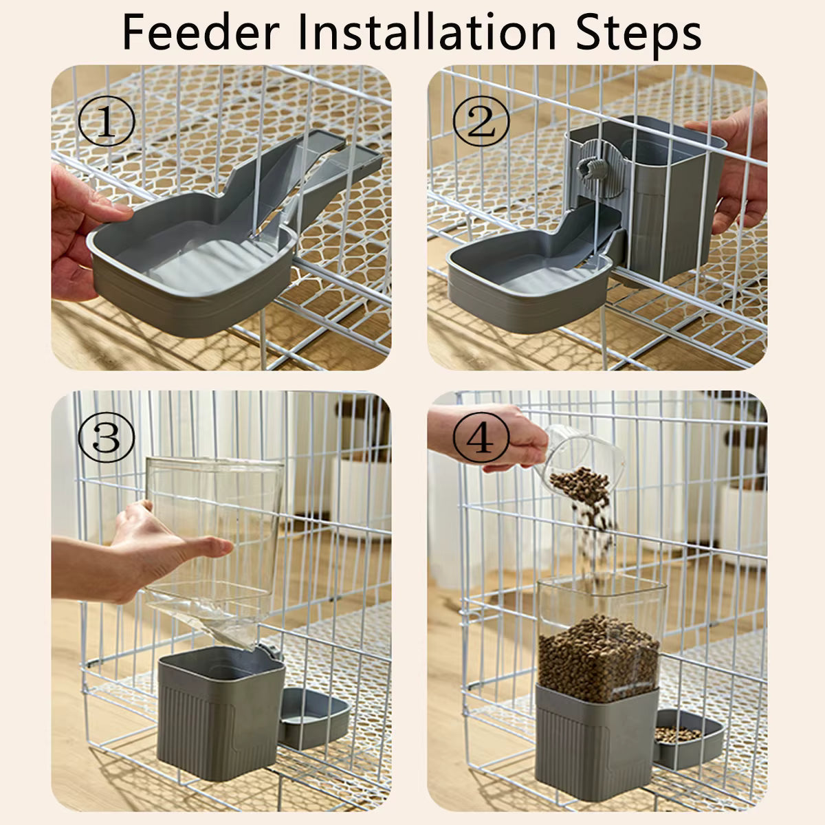 Automatic Pet Feeder Waterer Dog Cat Hanging Cage Bowl，Suitable for Small Puppy Cat Rabbit Food Container Dispenser Bowl