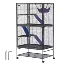 SucceBuy 64.6" Rolling Metal Ferret Cage Large 4-Tier Critter Nation Cage Small Animal Cage for Pet Rats Hamster Guinea