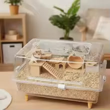 60cm Acrylic Hamster Cage, Large Transparent Habitat for Syrian Hamster & Mice, Spacious Villa-Style Chew-Proof Enclosure