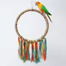 Pet Bird Parrot Toy Cotton Rope Circle Toys Chewing Bite Parrot Perch Hanging Cage Swing Rope Ring Stand Climb Toy Bird Supplies